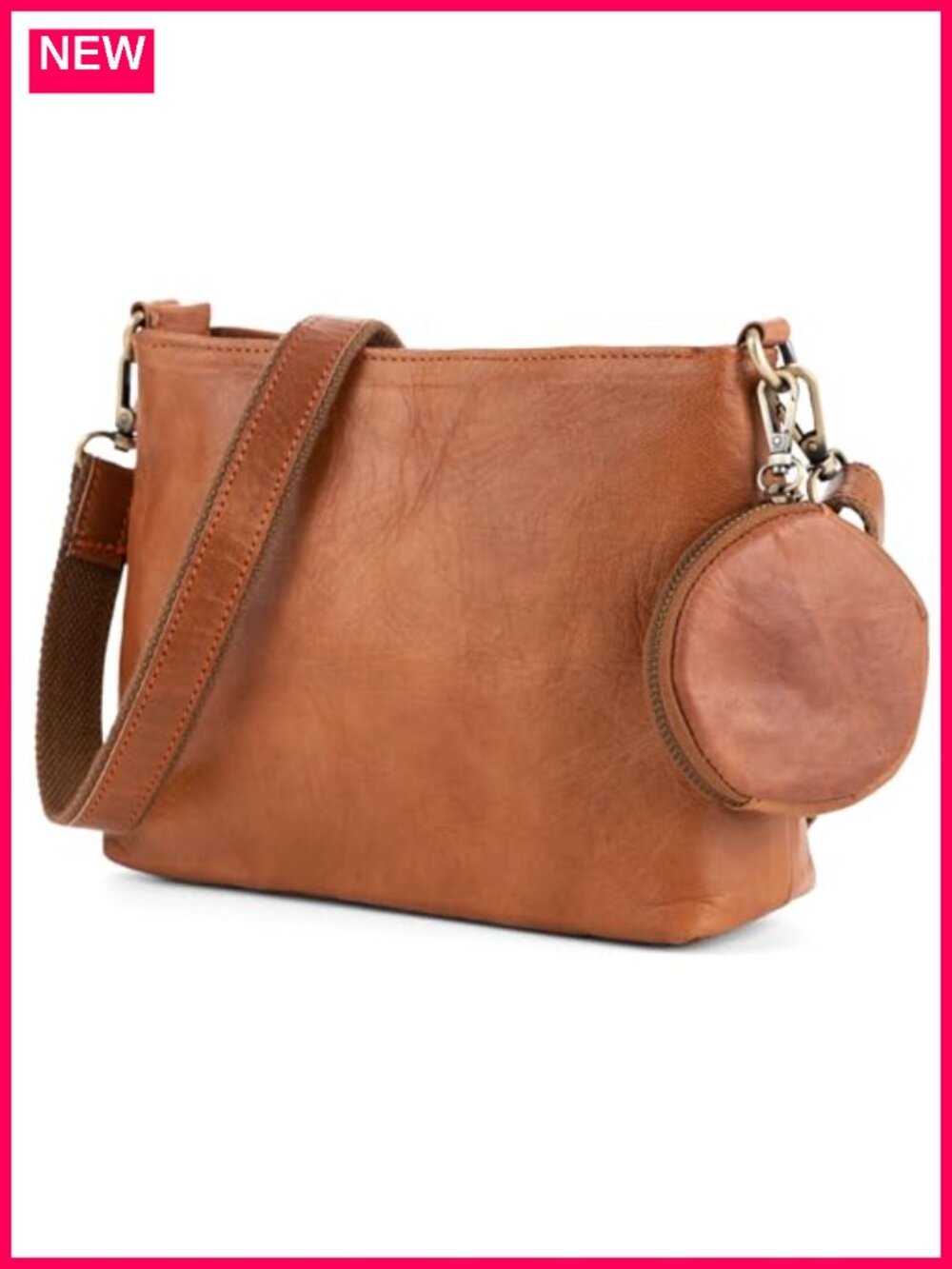 Full Grain Leather Crossbody Bag Vintage Shoulder Purse Adjustable Strap